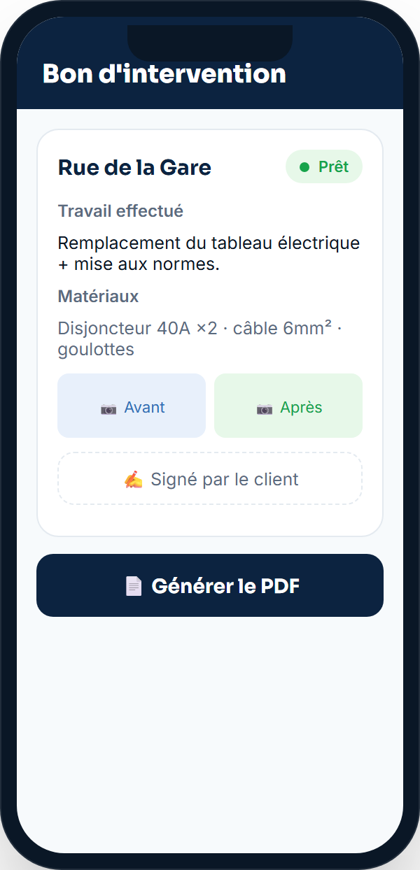 Bon d'intervention
